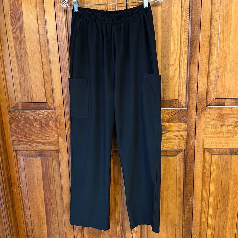 GT Performance Black Elastic Waistband Polyester Blend Scrub Pants Size S